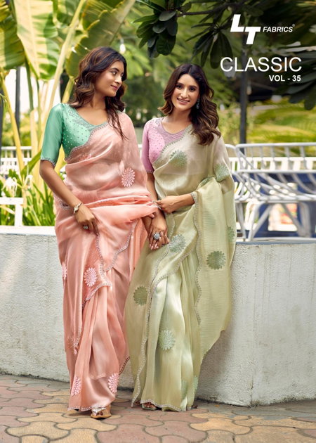 Classic Vol 35 By LT Nc Malai Silk Designer Embroidery Saree Wholesale Price In Surat